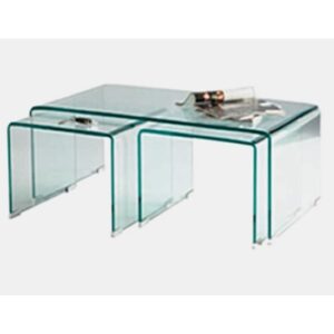 Afya Glass Set Of 3 Coffee Tables In Clear
