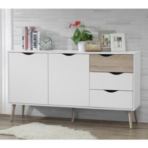 Appleton Wooden Sideboard Large In White And Oak Effect