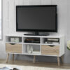 Appleton Large Wooden TV Stand In White And Oak Effect