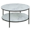 Arcata Marble Effect Glass Coffee Table In White With Black Legs
