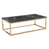Cantara Marble Effect Wooden Coffee Table With Gold Metal Legs