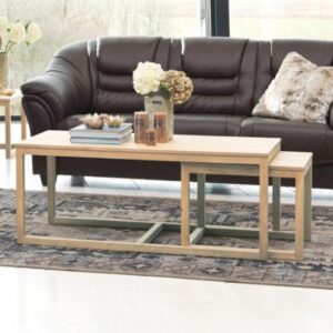 Cocoa Wooden Set Of 3 Coffee Tables In Oak