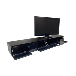 Crick LCD TV Stand In Black With Four Glass Door