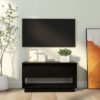 Doric Solid Pinewood TV Stand With 2 Drawers In Black