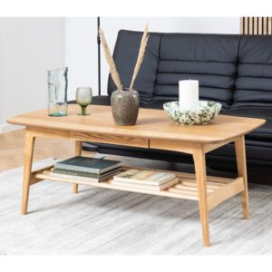 Emmet Wooden Coffee Table With 1 Drawer In Oak