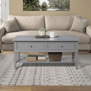 Franklyn Wooden Coffee Table With 2 Drawers In Grey
