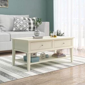 Franklyn Wooden Coffee Table With 2 Drawers In White