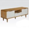 Grote High Gloss TV Stand 2 Doors And 1 Drawer In White And Oak