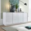 Iconic Wooden Sideboard In White High Gloss With 4 Doors