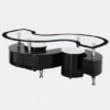 Kalida Glass Coffee Table In Black High Gloss With 2 Stools