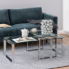 Kennesaw Clear Glass Set Of 2 Coffee Tables With Chrome Legs