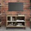 Pilvi Wooden TV Stand In White And Sonoma Oak With Metal Legs
