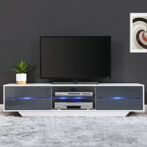 Sienna High Gloss TV Stand In White And Grey With LED Lighting