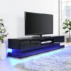 Step High Gloss TV Stand In Black With Multi LED Lighting