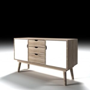 Scandia Wooden Sideboard In Oak And White