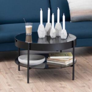 Tarrytown Smoked Glass Coffee Table With Black Metal Frame