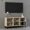 Usra Wooden TV Stand In Sonoma Oak With Black Metal Legs