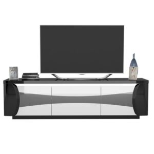 Zaire LED TV Stand In Black And White High Gloss With 3 Doors