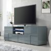 Aspen High Gloss TV Sideboard In Grey With LED Lights
