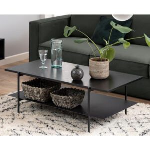 Avila Wooden Coffee Table With Undershelf In Ash Black