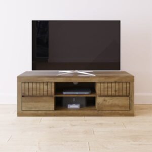 Clive Wooden TV Stand With 4 Drawers In Knotty Oak