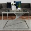 Lehi Clear Glass Top Coffee Table With Silver Metal Frame