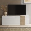 Noa High Gloss TV Stand With 3 Doors In White And Oak