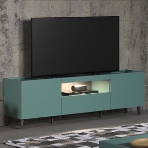 Mavis TV Stand With 2 Doors 1 Drawer In Dusk Blue And LED