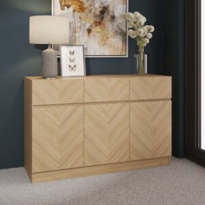 Cianna Wooden Sideboard With 3 Doors 3 Drawers In Euro Oak