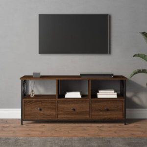 Derval Wooden TV Stand With 3 Drawers In Brown Oak