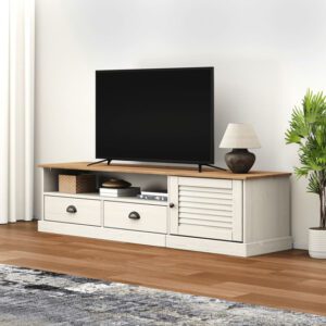 Vega Pinewood TV Stand With 1 Door 2 Drawers In White