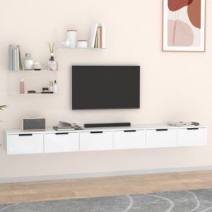 Sierra Wall Hung Wooden TV Stand With 6 Drawers In White