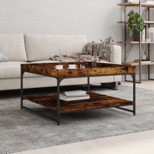 Tacey Wooden Coffee Table In Smoked Oak With Undershelf