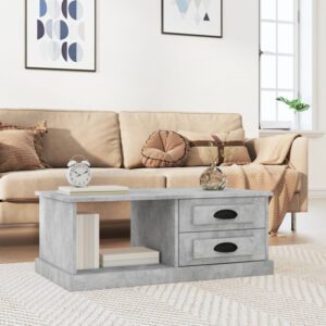 Vance Wooden Coffee Table With 2 Drawers In Concrete Effect