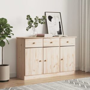 Albi Solid Pinewood Sideboard With 3 Doors 3 Drawers In Brown