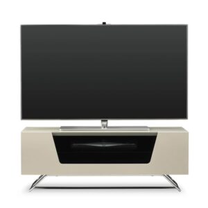 Chroma Small High Gloss TV Stand With Steel Frame In Ivory