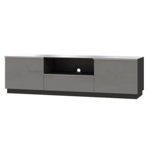 Herrin TV Stand 2 Flap Doors In Grey Glass Fronts And LED
