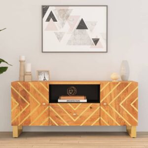 Sarlat Mangowood TV Stand 2 Doors 1 Drawer In Brown And Black