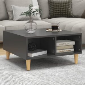 Riye Wooden Coffee Table With 2 Shelves In Grey