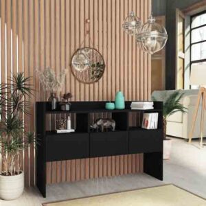 Afton Wooden Sideboard With 3 Drawers In Black
