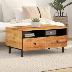 Blanes Acacia Wood Coffee Table With 2 Drawers In Natural
