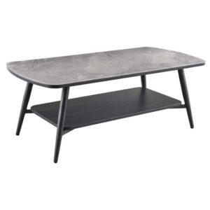 Chieti Grey Glass Coffee Table With Black Metal Legs