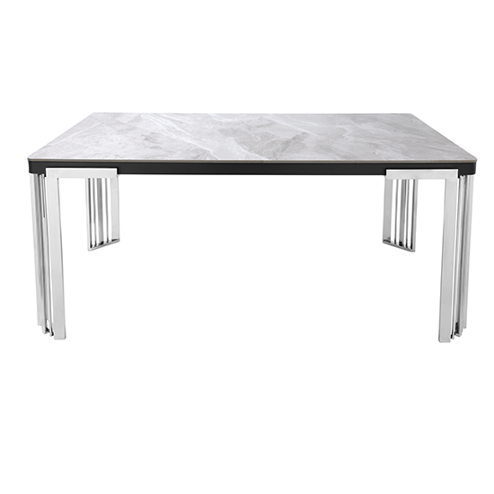 Davos Sintered Stone Coffee Table In Grey With Silver Frame