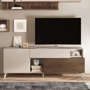 Milan Wooden TV Stand Small 2 Doors 1 Drawer In Cashmere Walnut