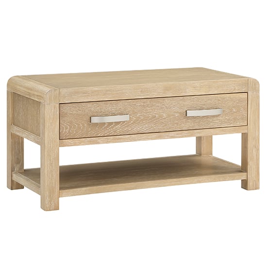 Tyler Wooden Coffee Table With 1 Drawer In Washed Oak