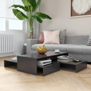 Urania Wooden Nesting Coffee Table Set In Grey