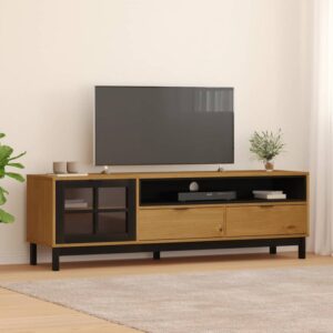 Buxton Wooden TV Stand With 1 Door 2 Drawers In Brown Black