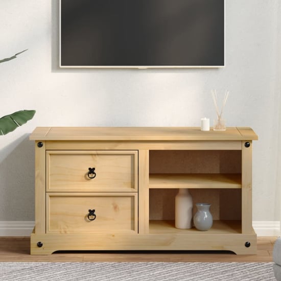 Croydon Wooden TV Stand With 2 Drawers 2 Shelves In Brown
