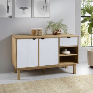 Harrow Wooden Sideboard With 2 Doors 1 Drawer In White Brown