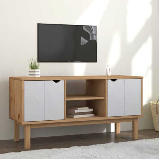 Harrow Wooden TV Stand With 2 Doors In White Brown